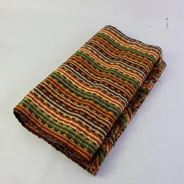 Multicolor Striped Table Runner 62in Green Brown Ochre Cream