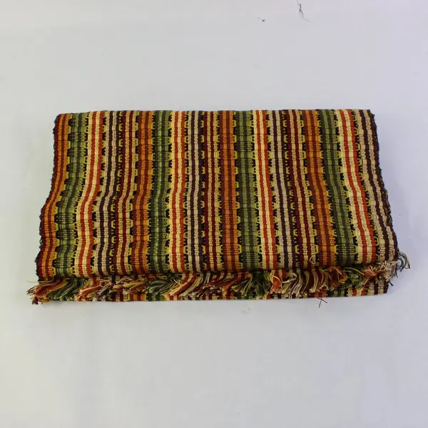 Multicolor Striped Table Runner 62in Green Brown Ochre Cream
