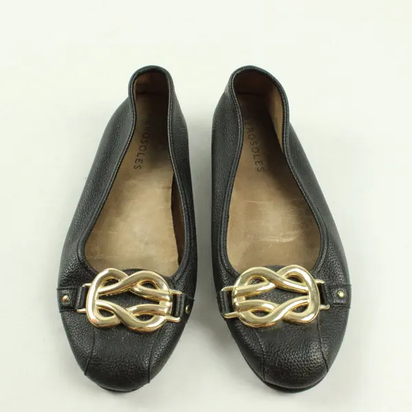 Aerosoles Big Bet Ballet Flats Black with Gold Accent Women's Size 9