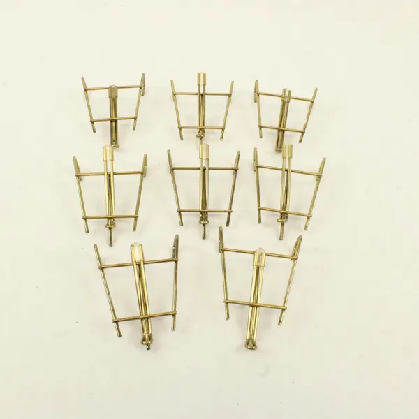 Lot of 8 Gold Tone Metal Wire Display Easels Plate Picture Stands