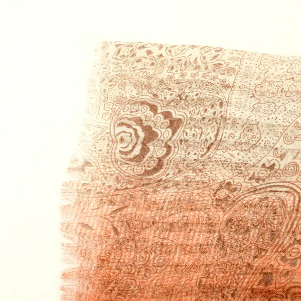 Sheer Pink and Off-White Paisley Print Lightweight Scarf Wrap 38"x74"