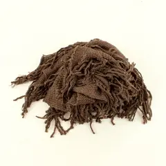 Sparkly Brown Fringe Ruffled Knit Scarf 70"