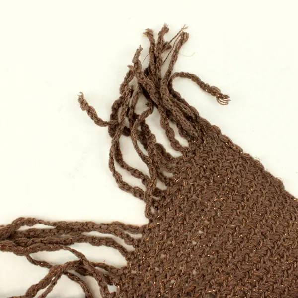 Sparkly Brown Fringe Ruffled Knit Scarf 70"