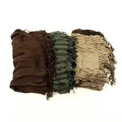 Lot of 3 Fringe Scarves Brown and Green