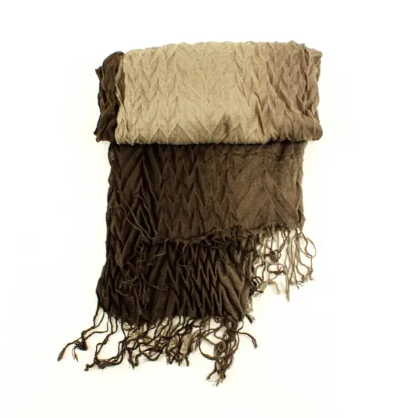 Lot of 3 Fringe Scarves Brown and Green
