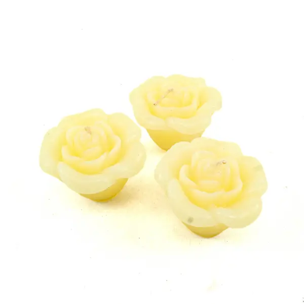 Set of 3 Floating Yellow Rose Candles Decorative Centerpieces