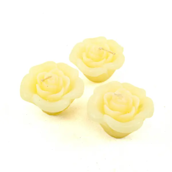 Set of 3 Floating Yellow Rose Candles Decorative Centerpieces
