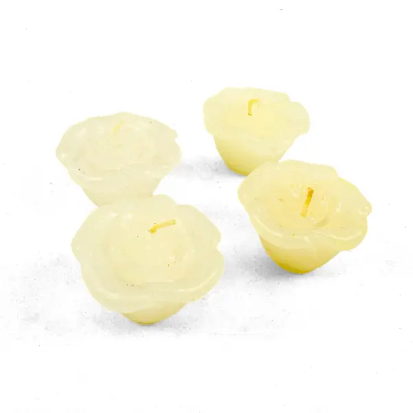 Set of 4 Ivory Floating Rose Candles Decorative Centerpieces