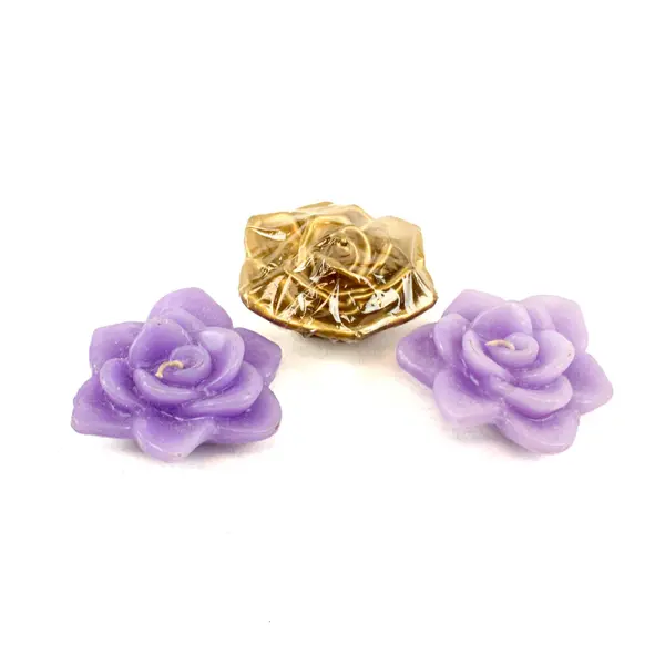 Endar Corp Lot of 3 Floating Rose Candles Purple Gold