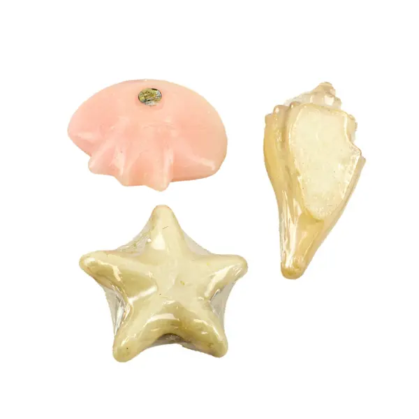 Lot of 3 Beach Motif Decorative Candles Seashell Starfish Coastal Decor