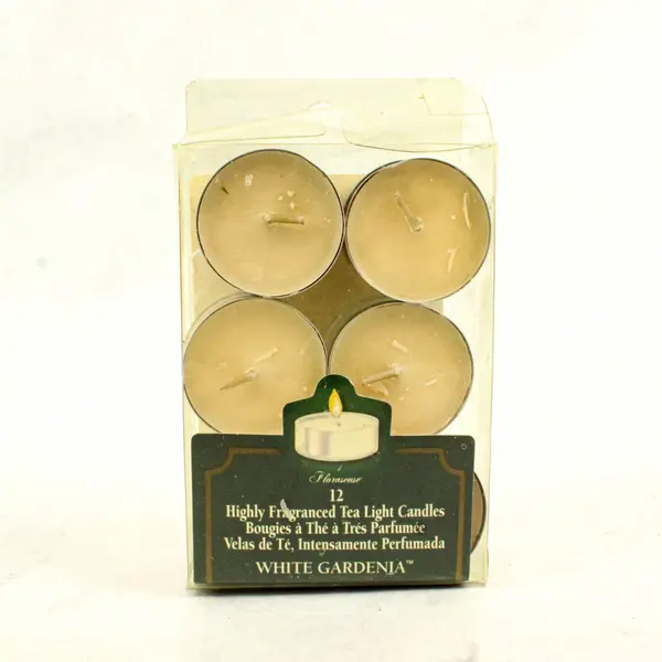 Florasense 12-Pack White Gardenia Scented Tea Light Candles New Open Box