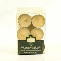 Florasense 12-Pack White Gardenia Scented Tea Light Candles New Open Box