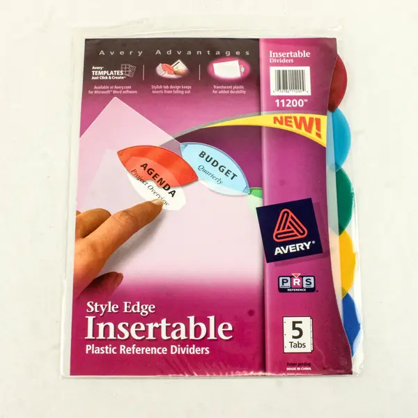 Lot of 5 Avery Advantages Plastic Dividers Insertable 5 Tab Style Edge
