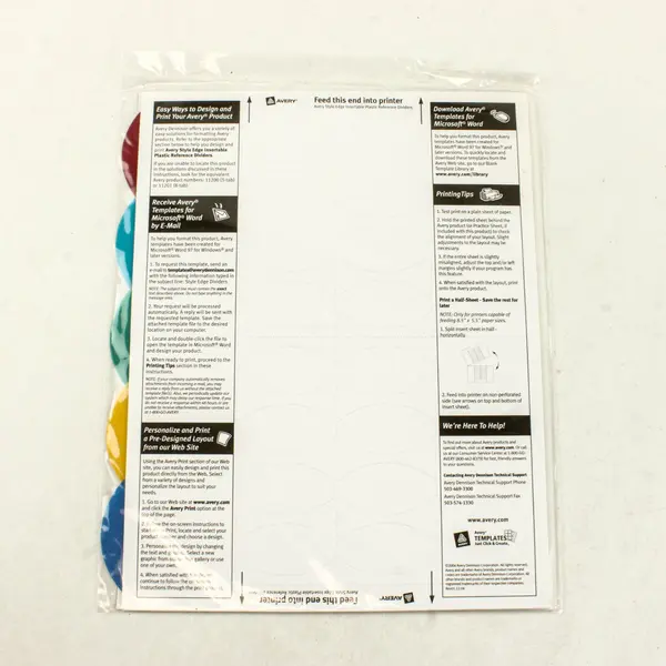 Lot of 5 Avery Advantages Plastic Dividers Insertable 5 Tab Style Edge