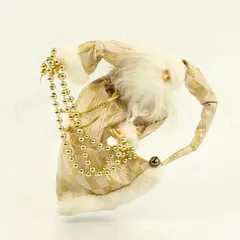 White Gold Santa Claus Hanging Doll Ornament Holiday Collectible