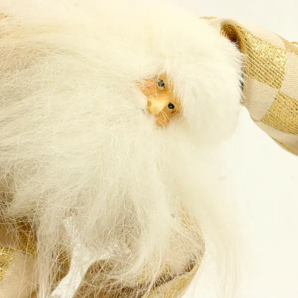 White Gold Santa Claus Hanging Doll Ornament Holiday Collectible