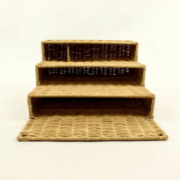 Vintage 4-Tier Woven Wicker Desk Wall Organizer Paper Mail Holder