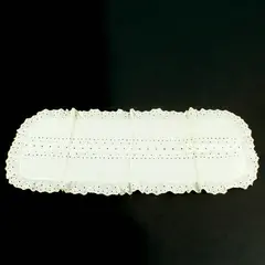 White Eyelet Embroidery Table Runner Ruffled Edge 29x12.5in
