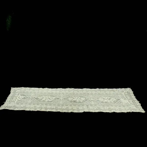 Vintage Hand Crocheted Filet Lace Table Runner Tablecloth 48x17.25