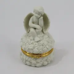 GHE Ceramic Thinking In Roses Cherub Trinket Box