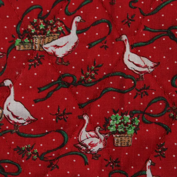 Set of 2 Vintage Handmade Quilted Goose Duck Pattern Christmas Placemats 17.5"