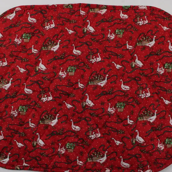 Set of 2 Vintage Handmade Quilted Goose Duck Pattern Christmas Placemats 17.5"