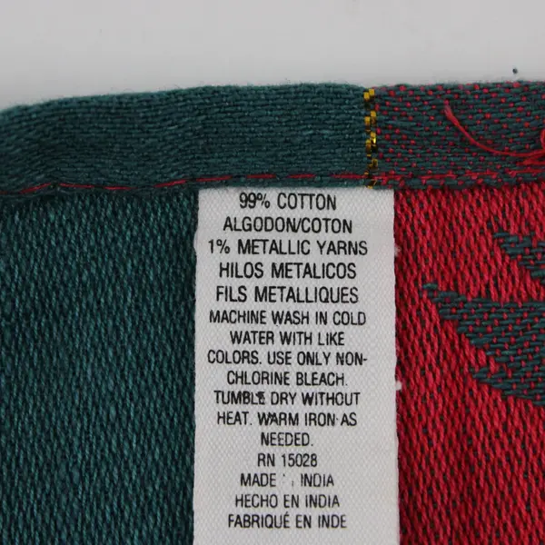 Set of 5 Red Green and Gold Christmas Tree Check Pattern Cloth Napkins