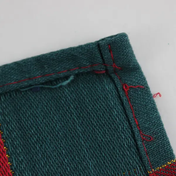 Set of 5 Red Green and Gold Christmas Tree Check Pattern Cloth Napkins