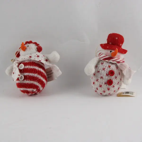 Set of 2 Accents & Occasions Stuffed Snowman Christmas Ornaments 3.5"