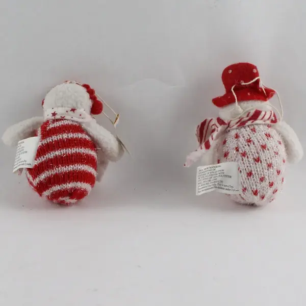 Set of 2 Accents & Occasions Stuffed Snowman Christmas Ornaments 3.5"