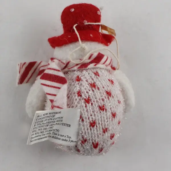 Set of 2 Accents & Occasions Stuffed Snowman Christmas Ornaments 3.5"