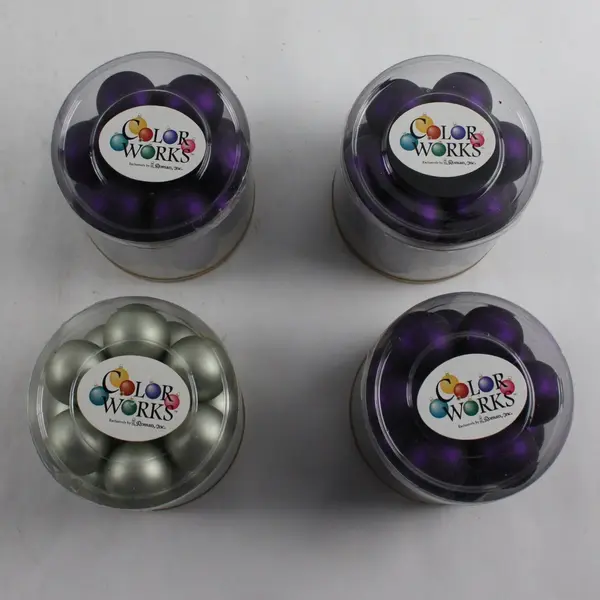 Lot of 80 Color Works Glass Bauble Christmas Ornaments 1" Purple Silver