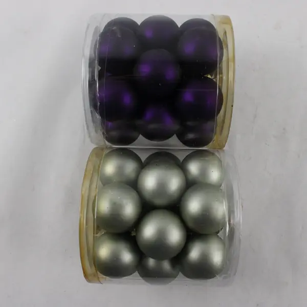 Lot of 80 Color Works Glass Bauble Christmas Ornaments 1" Purple Silver
