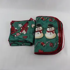 16 Pc Set Kitsch Santa Snowman Christmas Placemats and Napkins FLAWED