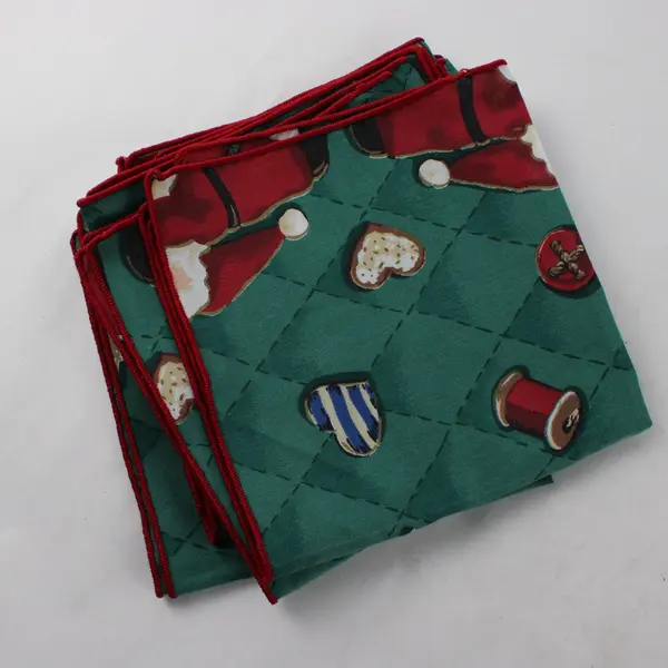 16 Pc Set Kitsch Santa Snowman Christmas Placemats and Napkins FLAWED