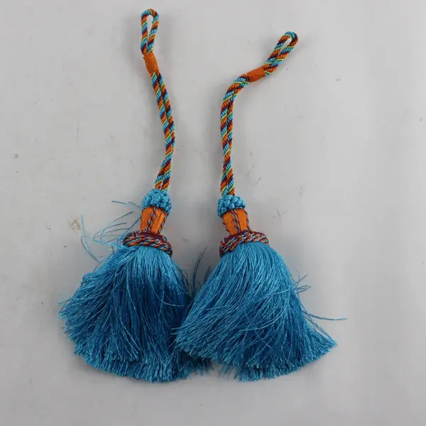 Set of 2 Blue and Orange Tassel Curtain Tiebacks