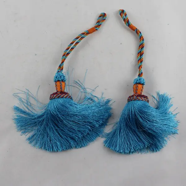 Set of 2 Blue and Orange Tassel Curtain Tiebacks