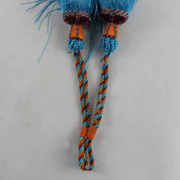 Set of 2 Blue and Orange Tassel Curtain Tiebacks
