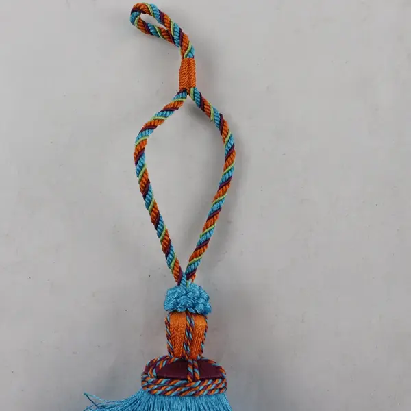 Set of 2 Blue and Orange Tassel Curtain Tiebacks