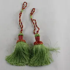 Set of 2 Green and Pink Tassel Curtain Tiebacks