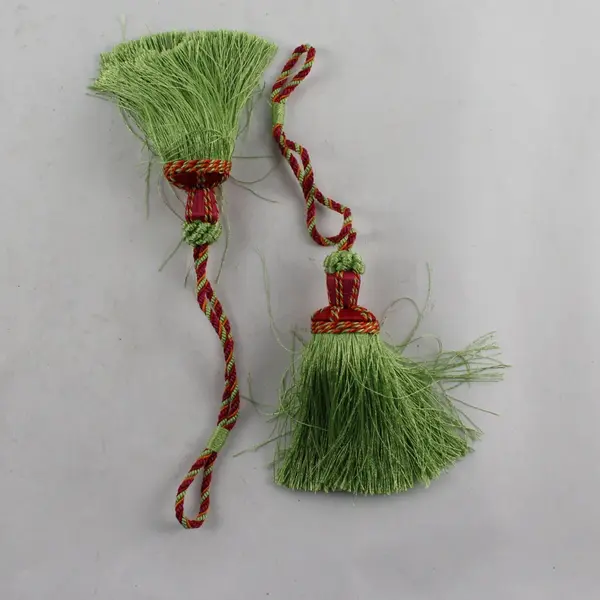Set of 2 Green and Pink Tassel Curtain Tiebacks