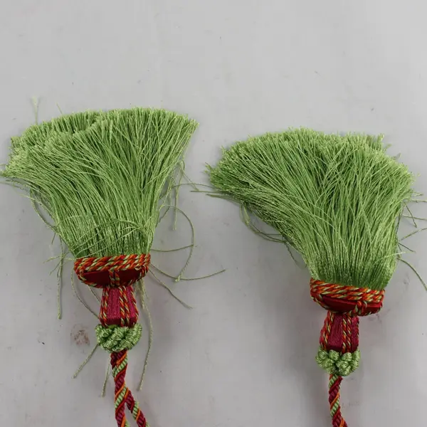 Set of 2 Green and Pink Tassel Curtain Tiebacks