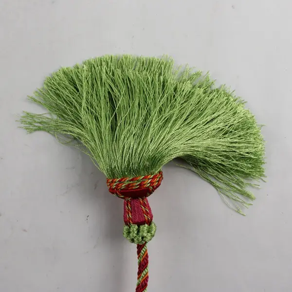 Set of 2 Green and Pink Tassel Curtain Tiebacks