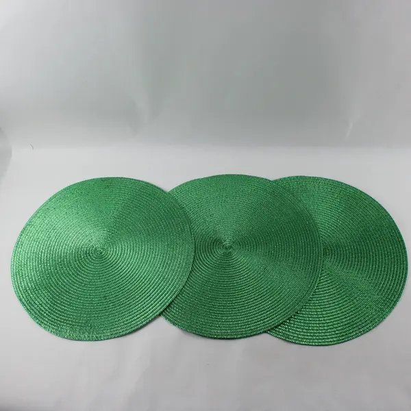 Lot of 6 Shiny Red and Green Round Christmas Placemats 15"
