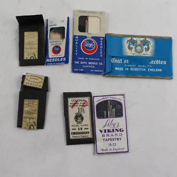 Lot of 7 Vintage Sewing Needle Packs: Boye, Colonial, Milward, Lily's, etc.  
