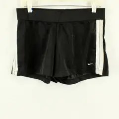 Vintage Nike Women's Black Mesh Basketball Shorts White Side Stripe Size M 56323
