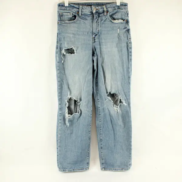 Old Navy O.G. Loose Jeans Women's 10 Distressed High Rise Straight Leg