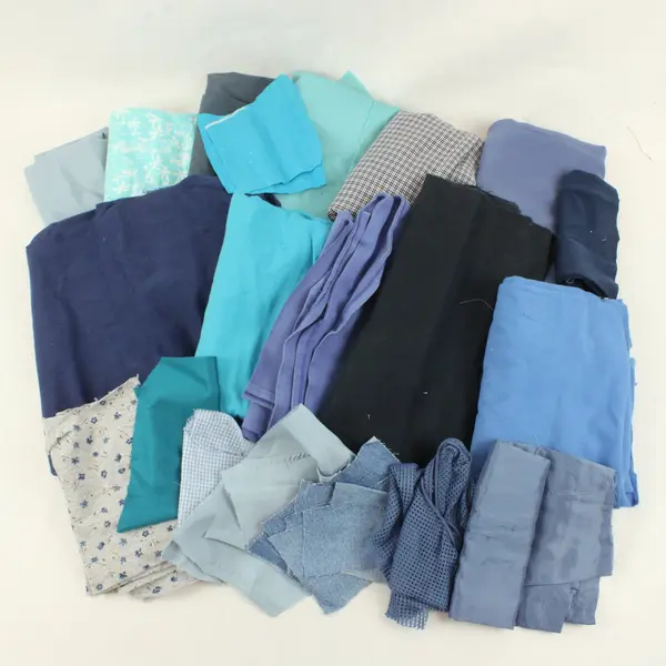 Mixed Lot of 19 Assorted Blue Fabric Scraps DIY Quilting Crafting