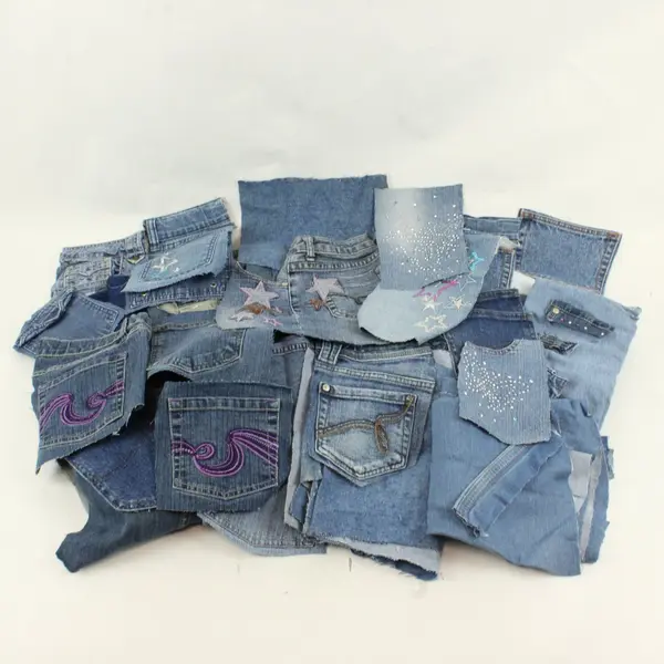 6+ Lbs Jean Denim Scraps Light, Medium, and Dark Blue Wash