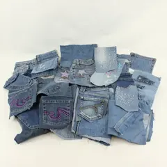 6+ Lbs Jean Denim Scraps Light, Medium, and Dark Blue Wash